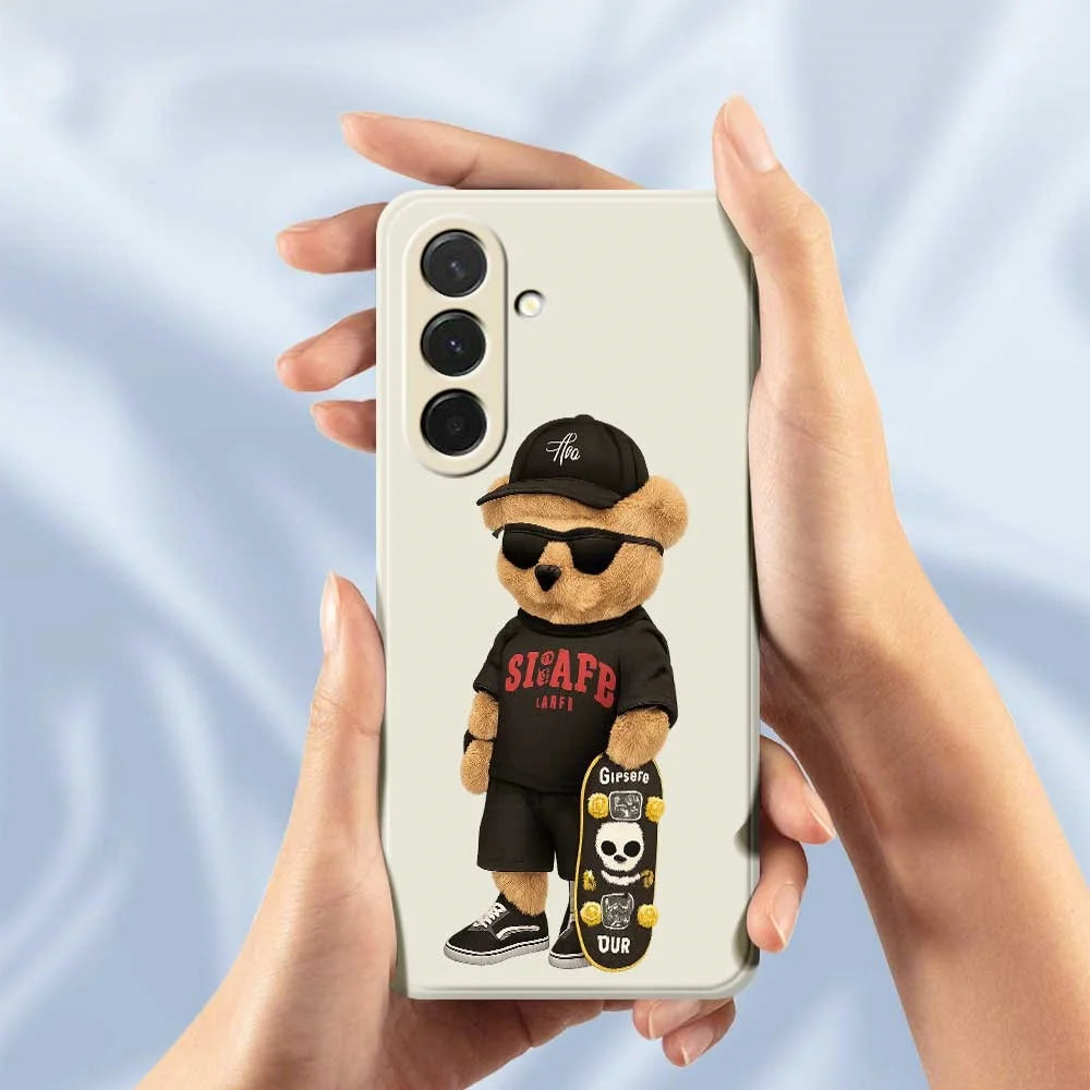 For Samsung Galaxy A36 5G Case Cool Bear Pattern Printing Straight Edge TPU Phone Back Cover - Beige - 6