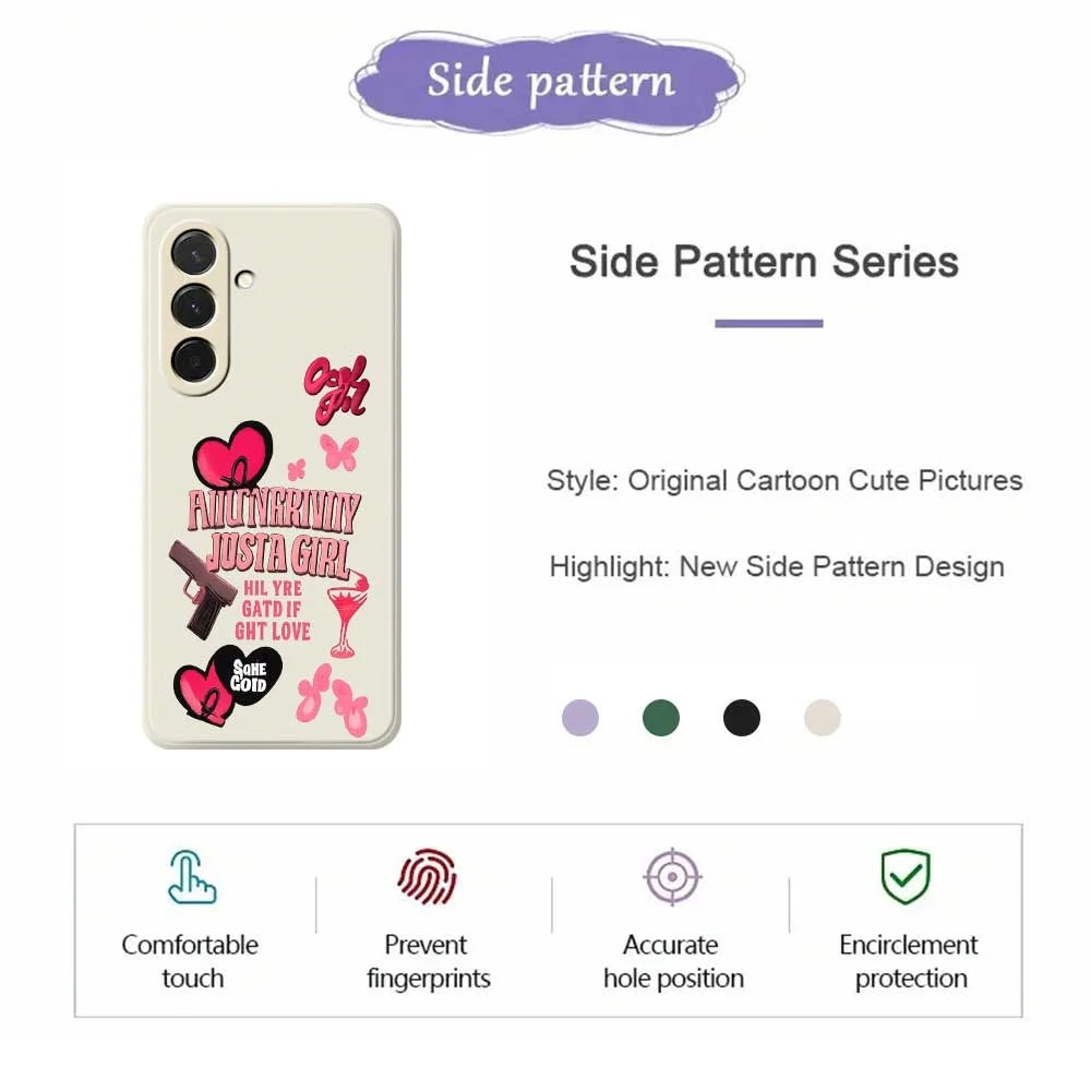 For Samsung Galaxy A36 5G Case Pink Elements Pattern Printing Straight Edge TPU Phone Back Cover - Beige - 2