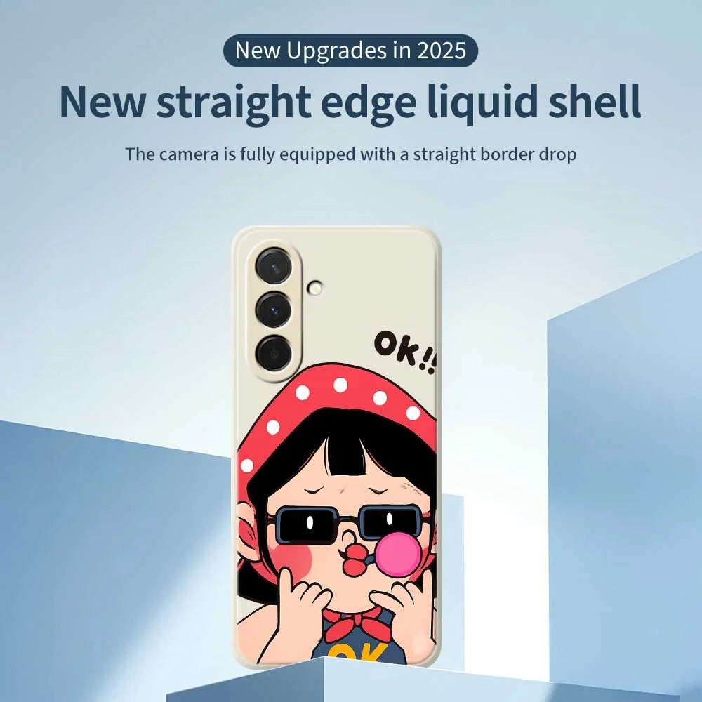 For Samsung Galaxy A36 5G Case Cute Kid Pattern Printing Straight Edge TPU Phone Back Cover - Beige - 3