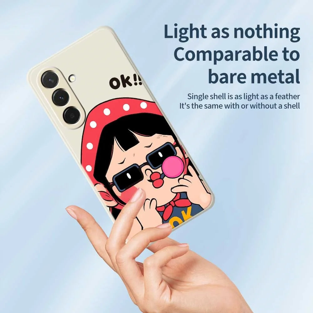 For Samsung Galaxy A36 5G Case Cute Kid Pattern Printing Straight Edge TPU Phone Back Cover - Beige - 4