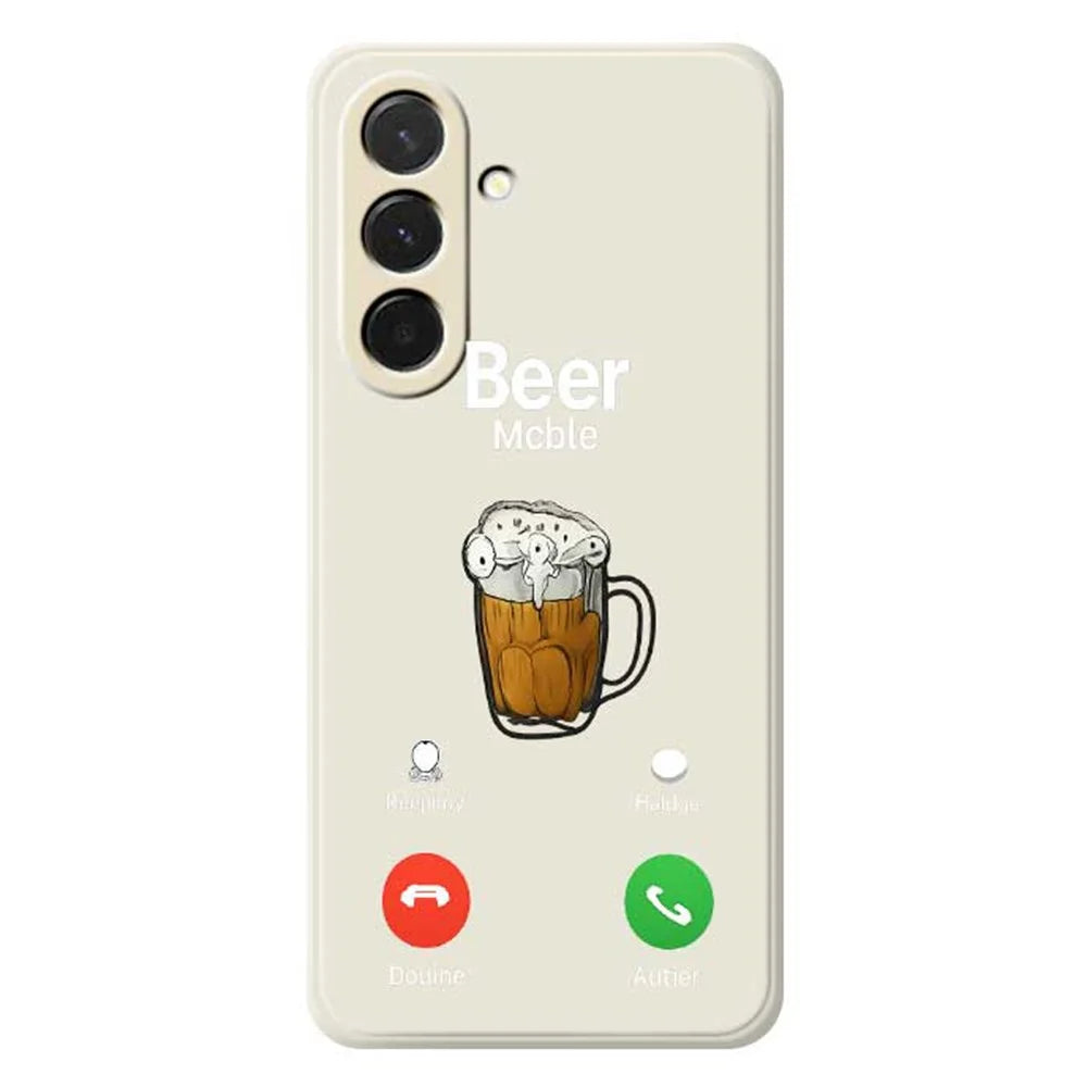 For Samsung Galaxy A36 5G Case Beer Pattern Printing Straight Edge TPU Phone Back Cover - Beige - 1