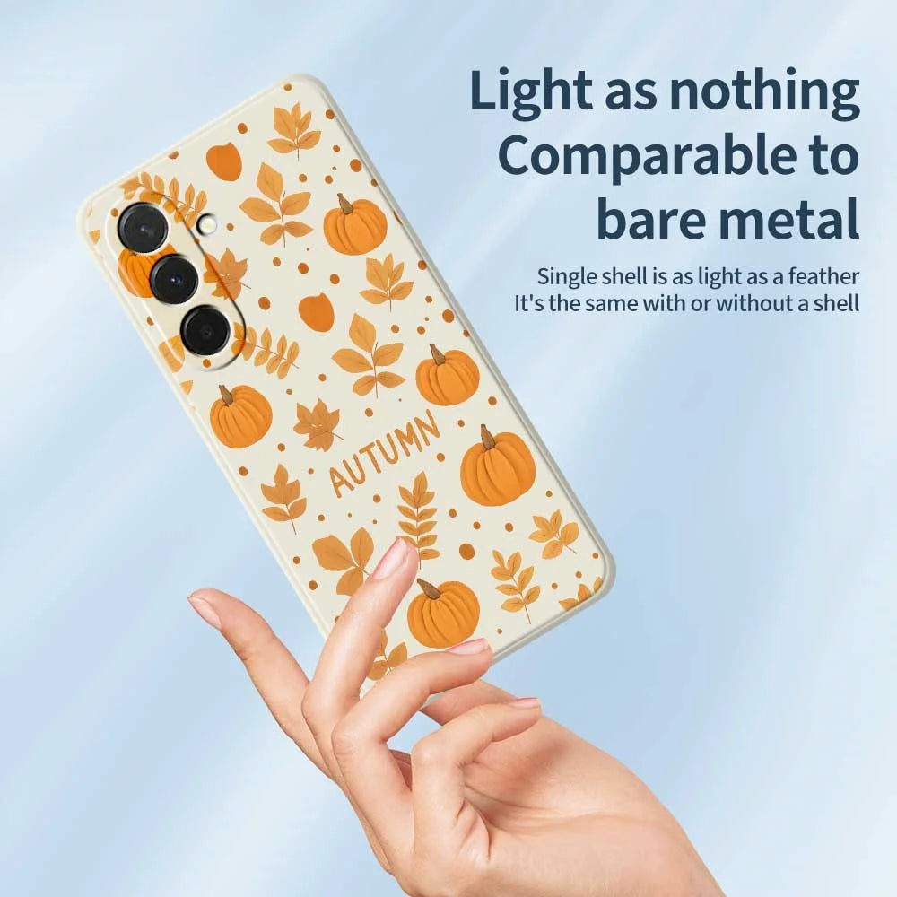 For Samsung Galaxy A36 5G Case Autumn Theme Pattern Printing Straight Edge TPU Phone Back Cover - Beige - 4