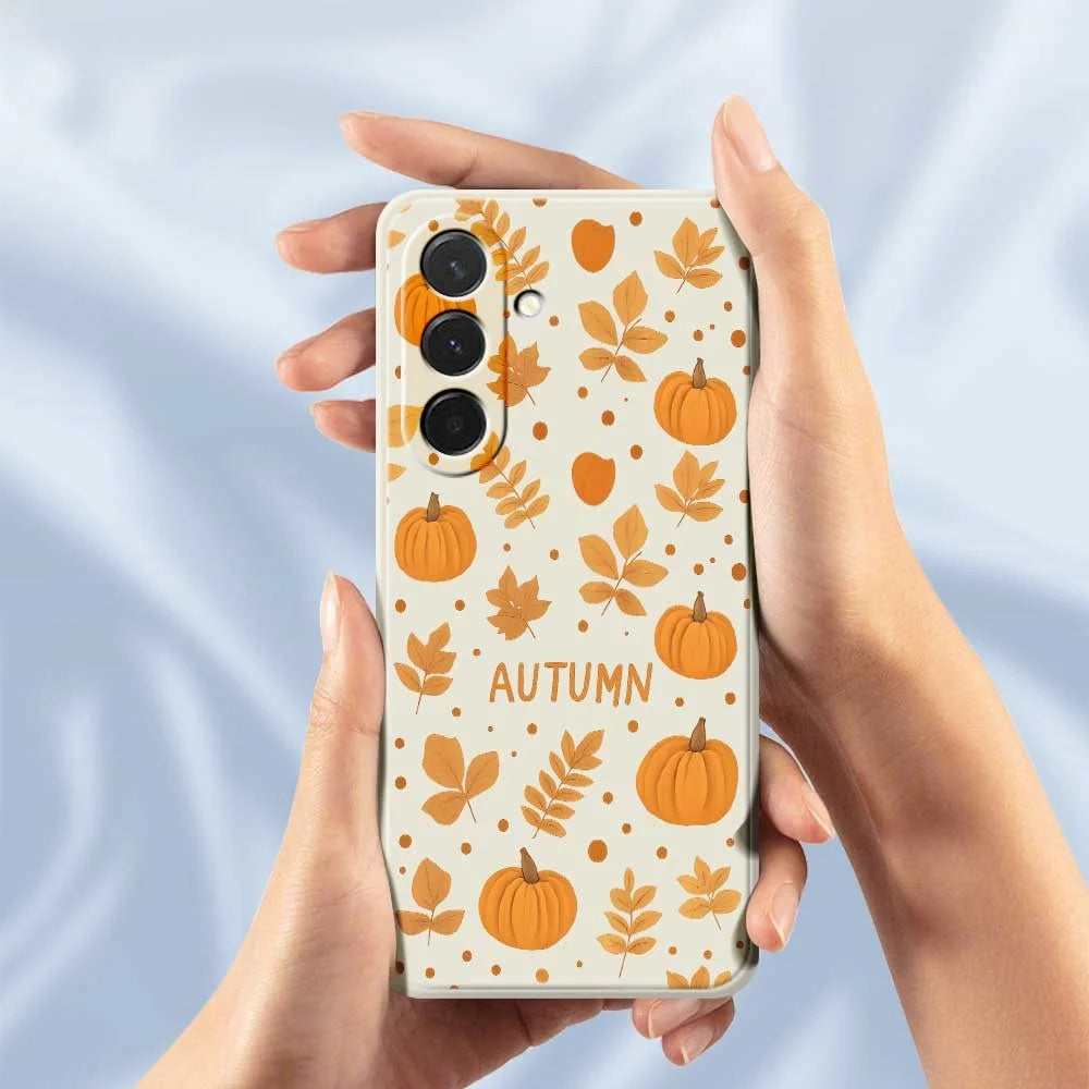 For Samsung Galaxy A36 5G Case Autumn Theme Pattern Printing Straight Edge TPU Phone Back Cover - Beige - 6
