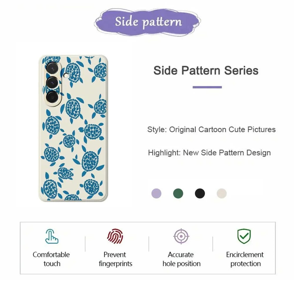 For Samsung Galaxy A36 5G Case Blue Turtle Pattern Printing Straight Edge TPU Phone Back Cover - Beige - 2