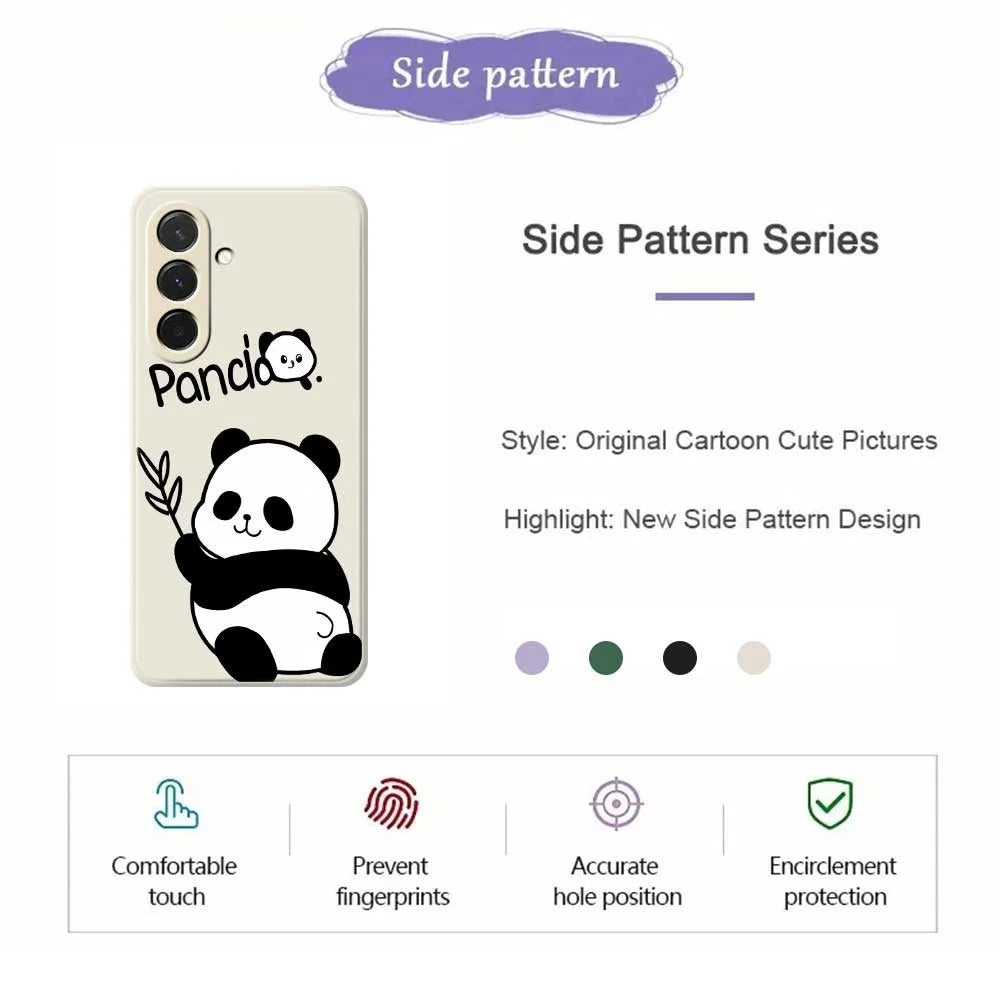 For Samsung Galaxy A36 5G Case Panda Pattern Printing Straight Edge TPU Phone Back Cover - Beige - 2