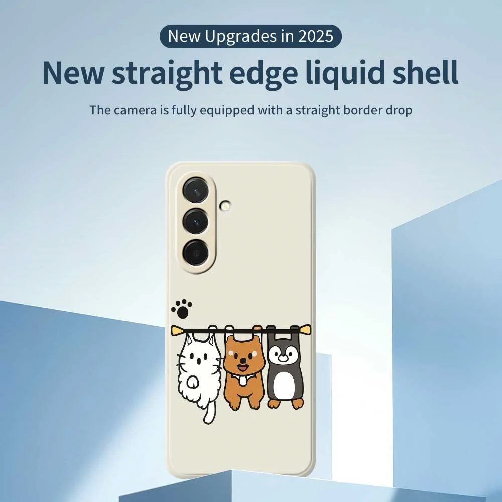 For Samsung Galaxy A36 5G Case Three Animal Dolls Pattern Printing Straight Edge TPU Phone Back Cover - Beige - 3