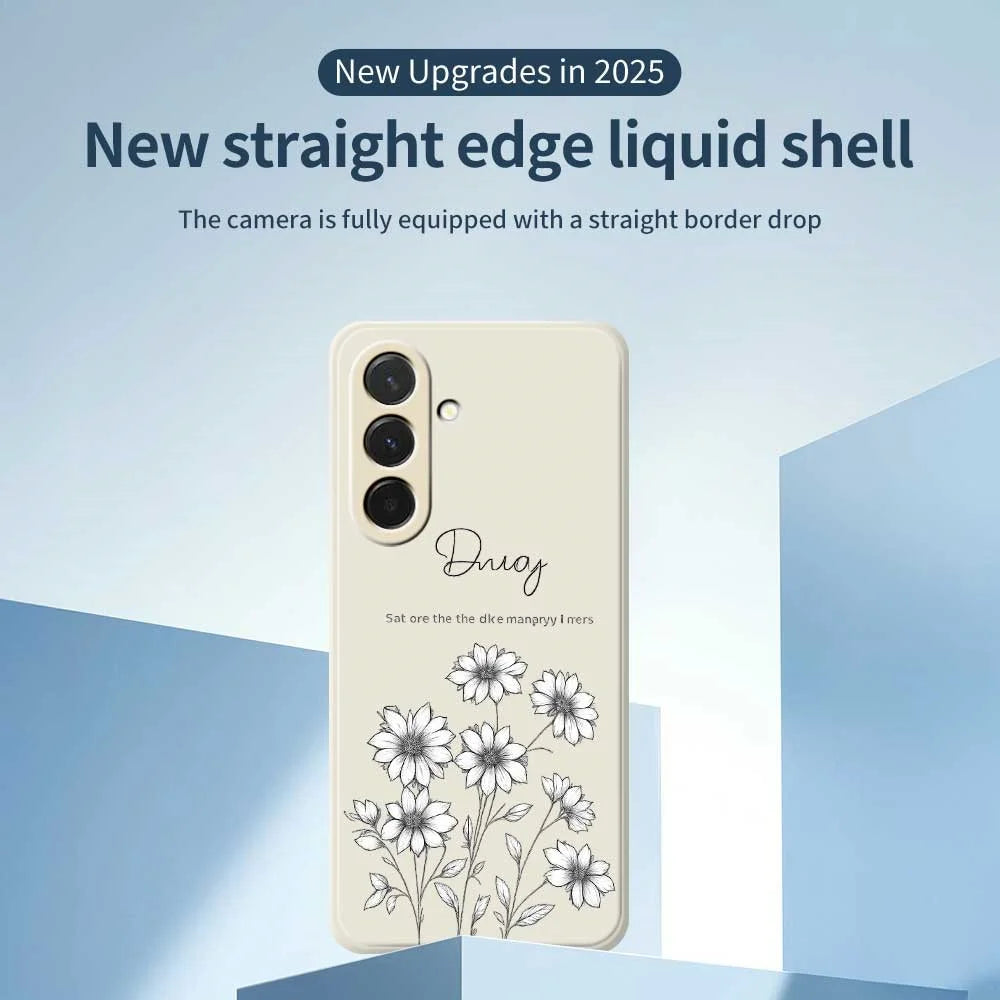 For Samsung Galaxy A36 5G Case Sketch Flowers Pattern Printing Straight Edge TPU Phone Back Cover - Beige - 3