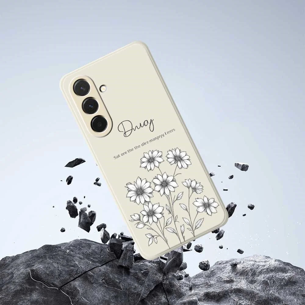 For Samsung Galaxy A36 5G Case Sketch Flowers Pattern Printing Straight Edge TPU Phone Back Cover - Beige - 7