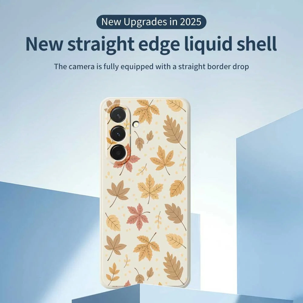 For Samsung Galaxy A36 5G Case Leaves Pattern Printing Straight Edge TPU Phone Back Cover - Beige - 3