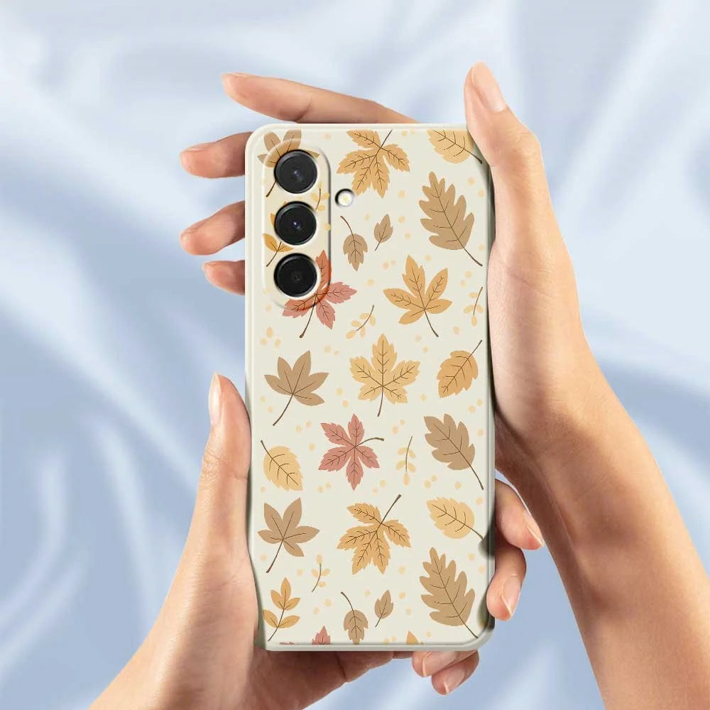 For Samsung Galaxy A36 5G Case Leaves Pattern Printing Straight Edge TPU Phone Back Cover - Beige - 6