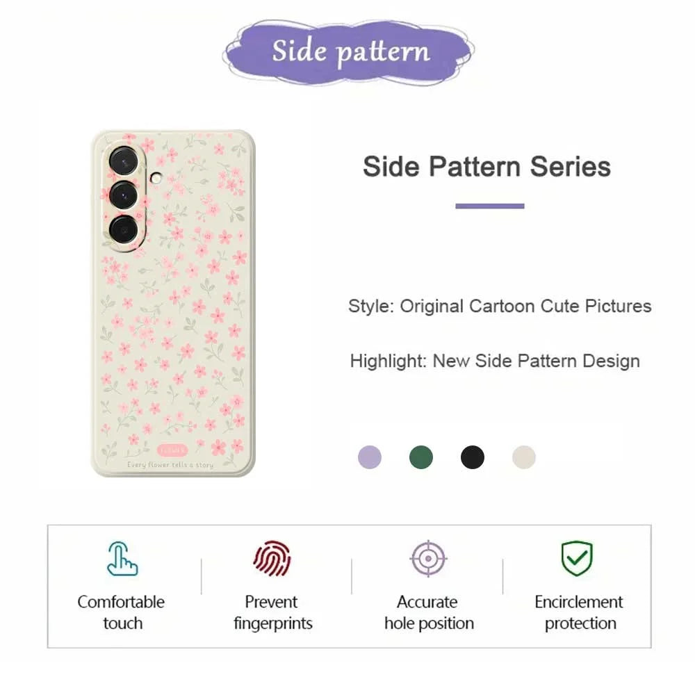 For Samsung Galaxy A36 5G Case Pink Small Flowers Pattern Printing Straight Edge TPU Phone Back Cover - Beige - 2