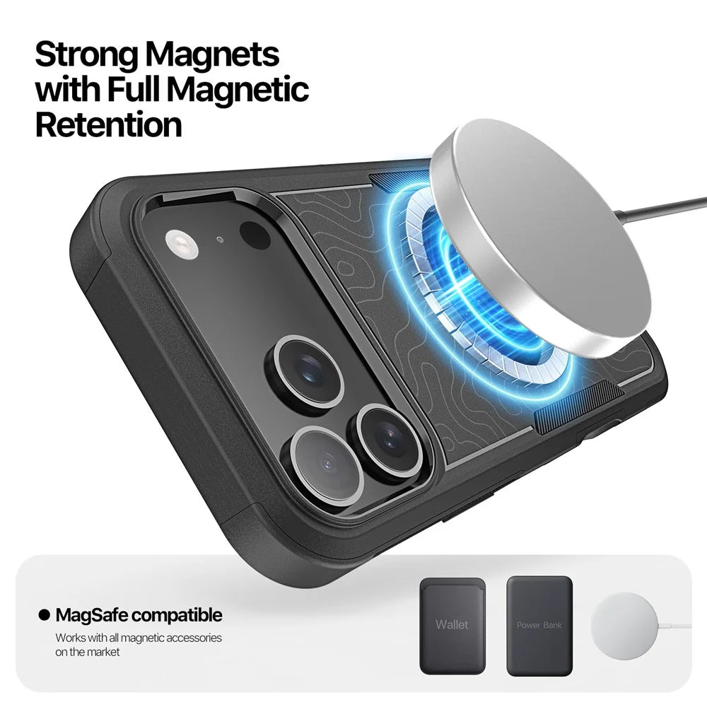 DUX DUCIS SHLD Series For iPhone 17 Pro Max Magnetic Case 10FT Drop Protection PC + TPU Phone Cover - Contour Pattern - 7
