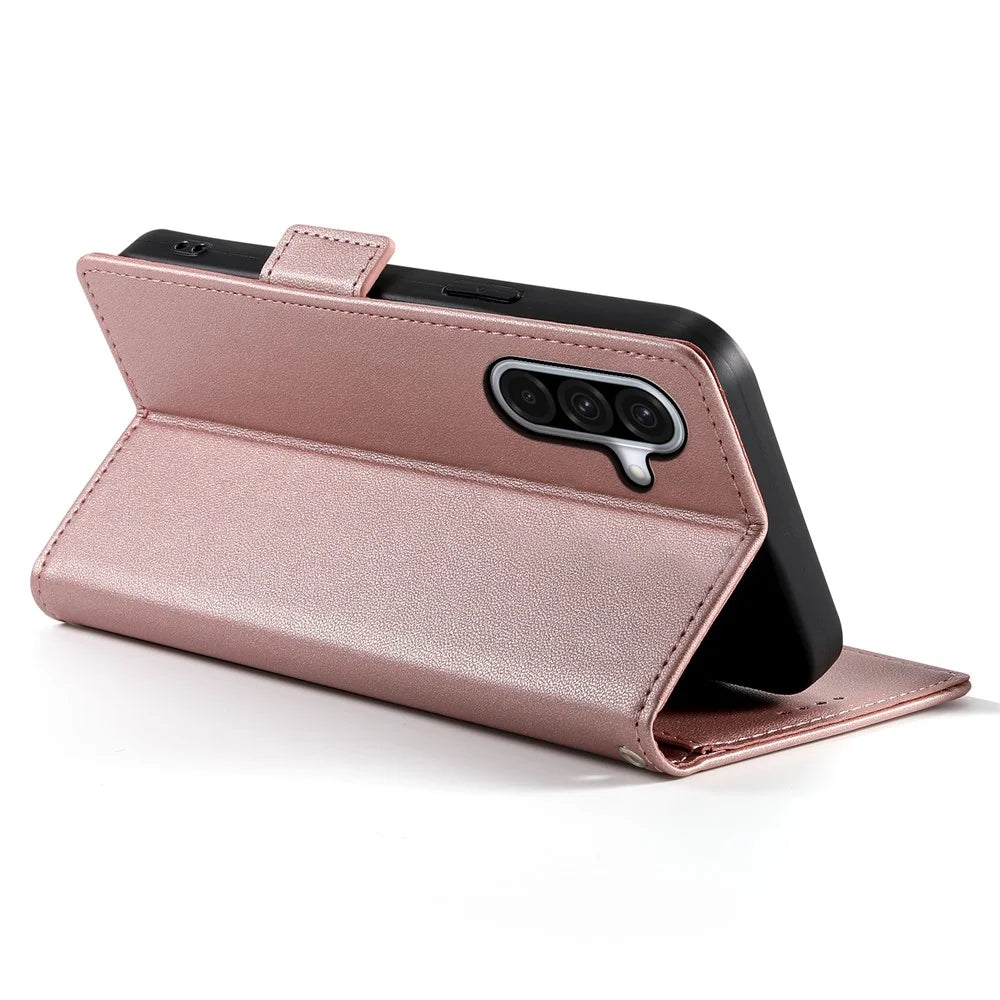 For Samsung Galaxy A18 5G / A18 4G / A17 5G / A17 4G / A26 5G Stand Case PU Leather Wallet Phone Cover - Rose Gold - 3