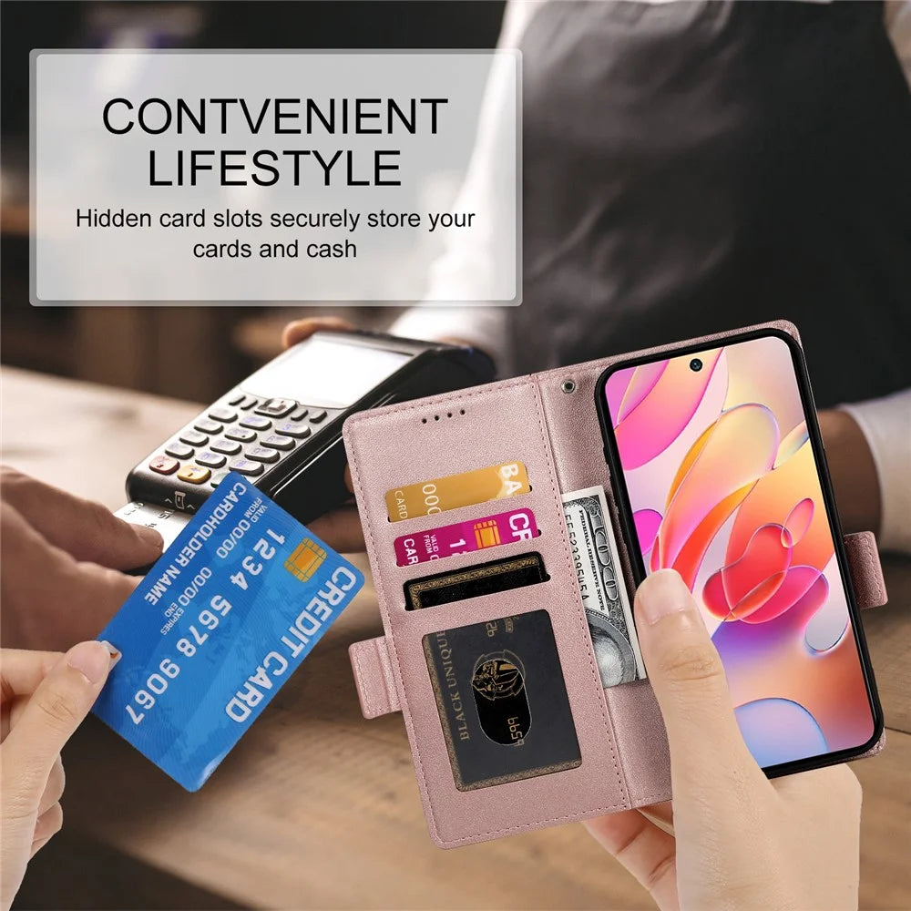 For Samsung Galaxy A18 5G / A18 4G / A17 5G / A17 4G / A26 5G Stand Case PU Leather Wallet Phone Cover - Rose Gold - 5