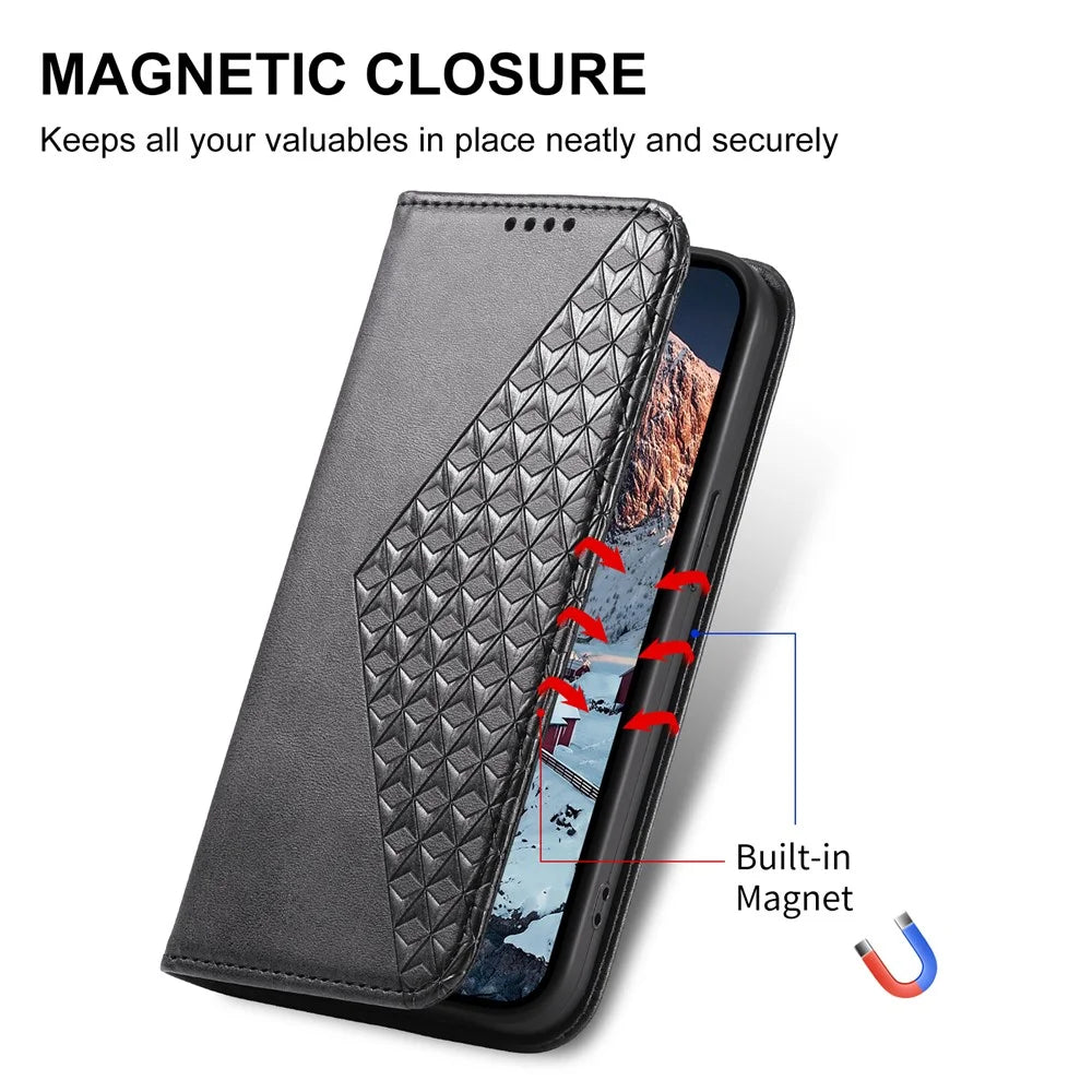 For Samsung Galaxy A18 5G / A18 4G / A17 5G / A17 4G / A26 5G Case Calf Texture PU Leather Wallet Phone Cover with Wrist Strap - Black - 5