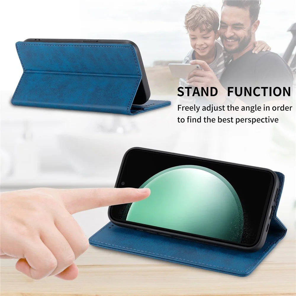 For Samsung Galaxy S25 FE Wallet Case RFID Blocking PU Leather Phone Cover - Blue - 3