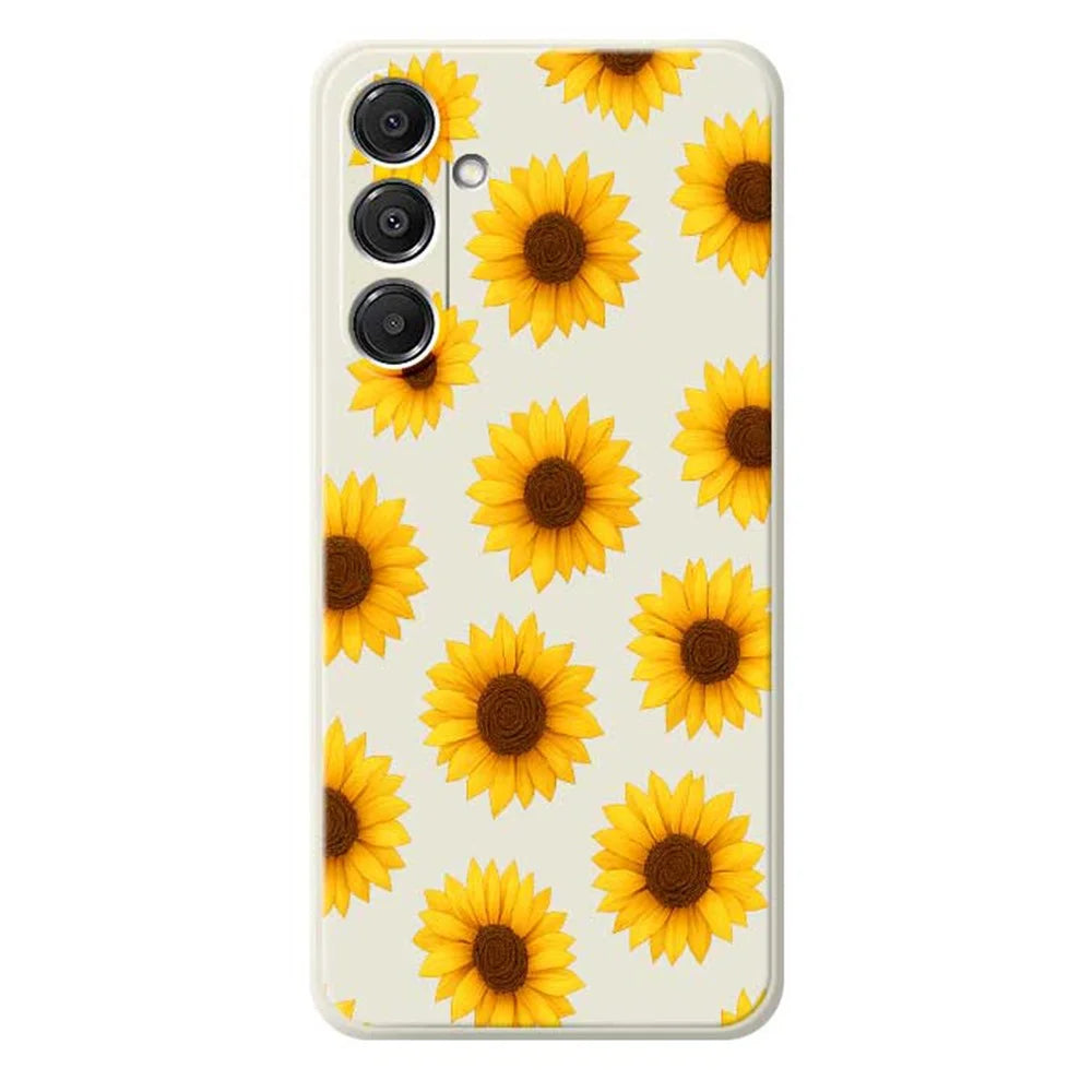 For Samsung Galaxy A16 5G  /  4G Case Sunflowers Pattern Printing Straight Edge TPU Phone Back Cover - Beige - 1