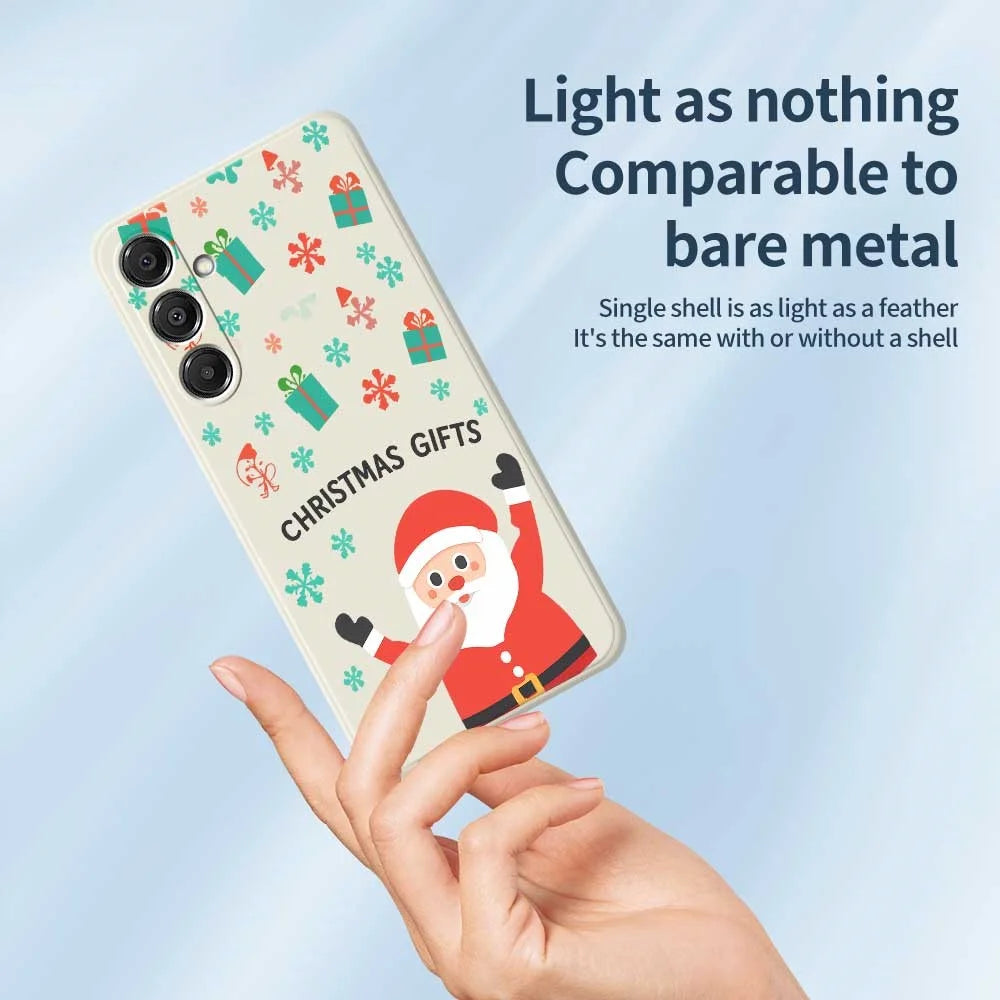 For Samsung Galaxy A16 5G  /  4G Case Christmas Gifts Pattern Printing Straight Edge TPU Phone Back Cover - Beige - 4