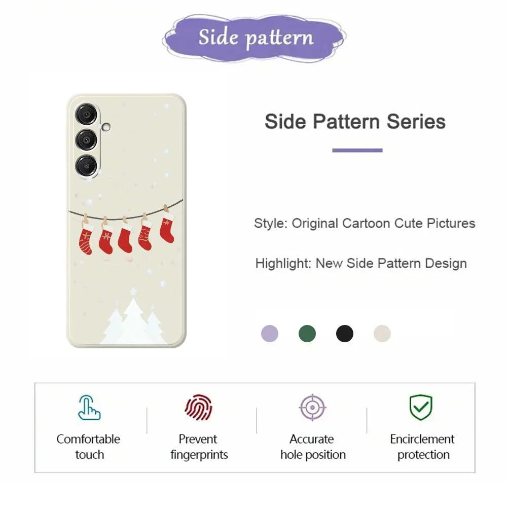 For Samsung Galaxy A16 5G  /  4G Case Christmas Stockings Pattern Printing Straight Edge TPU Phone Back Cover - Beige - 2