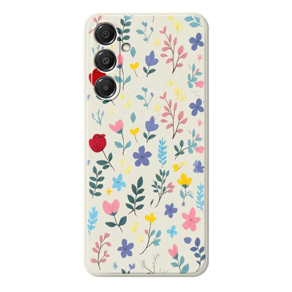 For Samsung Galaxy A16 5G  /  4G Case Colorful Flower Branches Pattern Printing Straight Edge TPU Phone Back Cover - Beige - 1