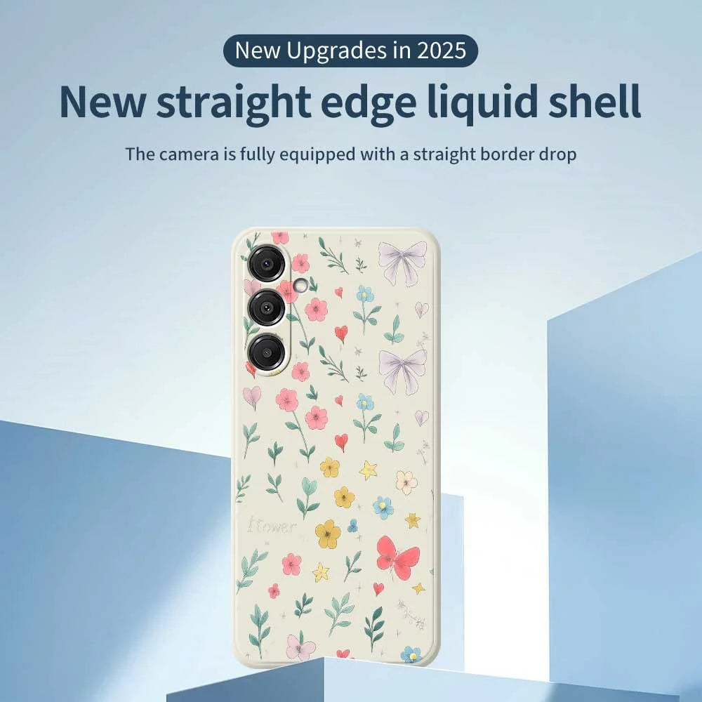 For Samsung Galaxy A16 5G  /  4G Case Floral Bow Pattern Printing Straight Edge TPU Phone Back Cover - Beige - 3