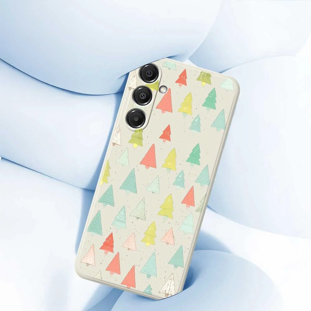 For Samsung Galaxy A16 5G  /  4G Case Colorful Trees Pattern Printing Straight Edge TPU Phone Back Cover - Beige - 5