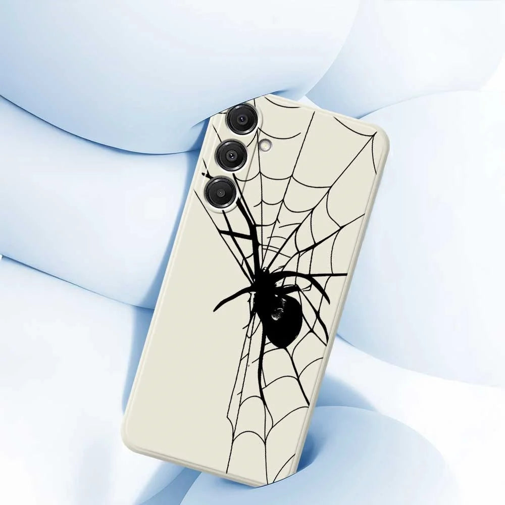 For Samsung Galaxy A16 5G  /  4G Case Spider Pattern Printing Straight Edge TPU Phone Back Cover - Beige - 5