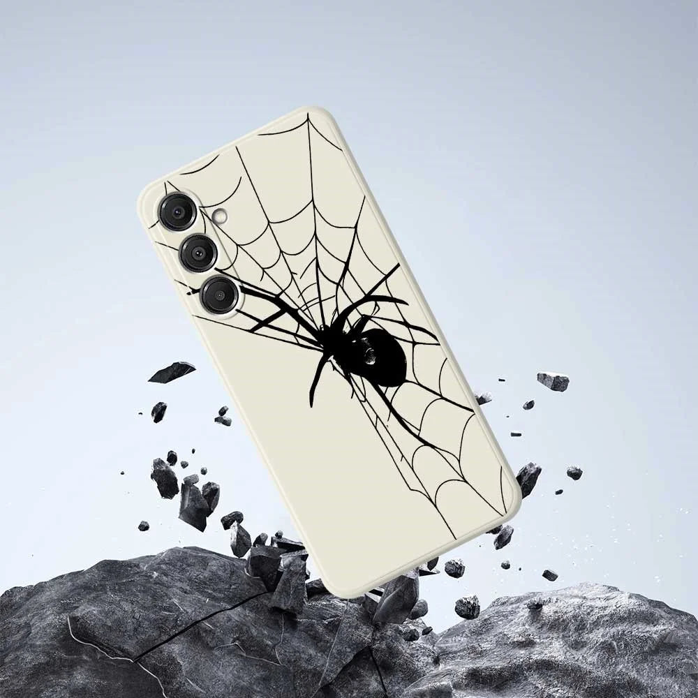 For Samsung Galaxy A16 5G  /  4G Case Spider Pattern Printing Straight Edge TPU Phone Back Cover - Beige - 7