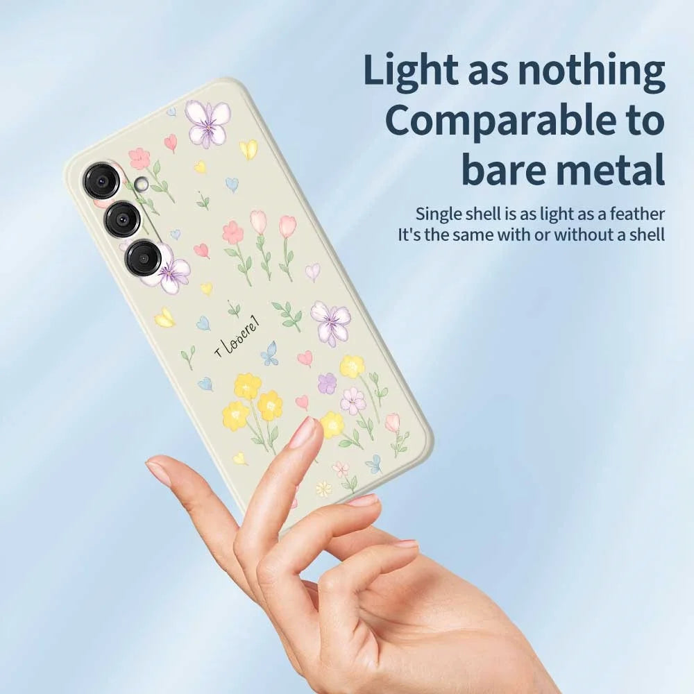 For Samsung Galaxy A16 5G  /  4G Case Small Flowers Pattern Printing Straight Edge TPU Phone Back Cover - Beige - 4