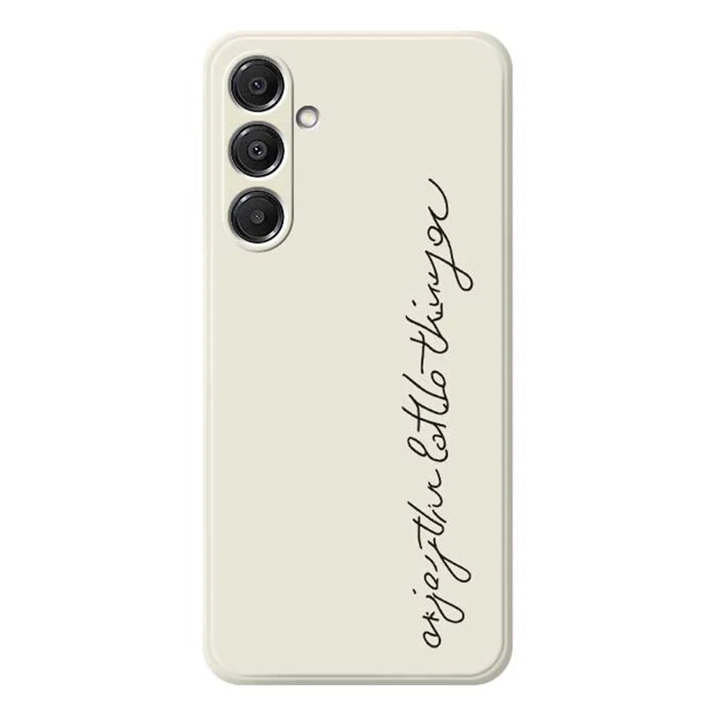 For Samsung Galaxy A16 5G  /  4G Case WordArt Pattern Printing Straight Edge TPU Phone Back Cover - Beige - 1