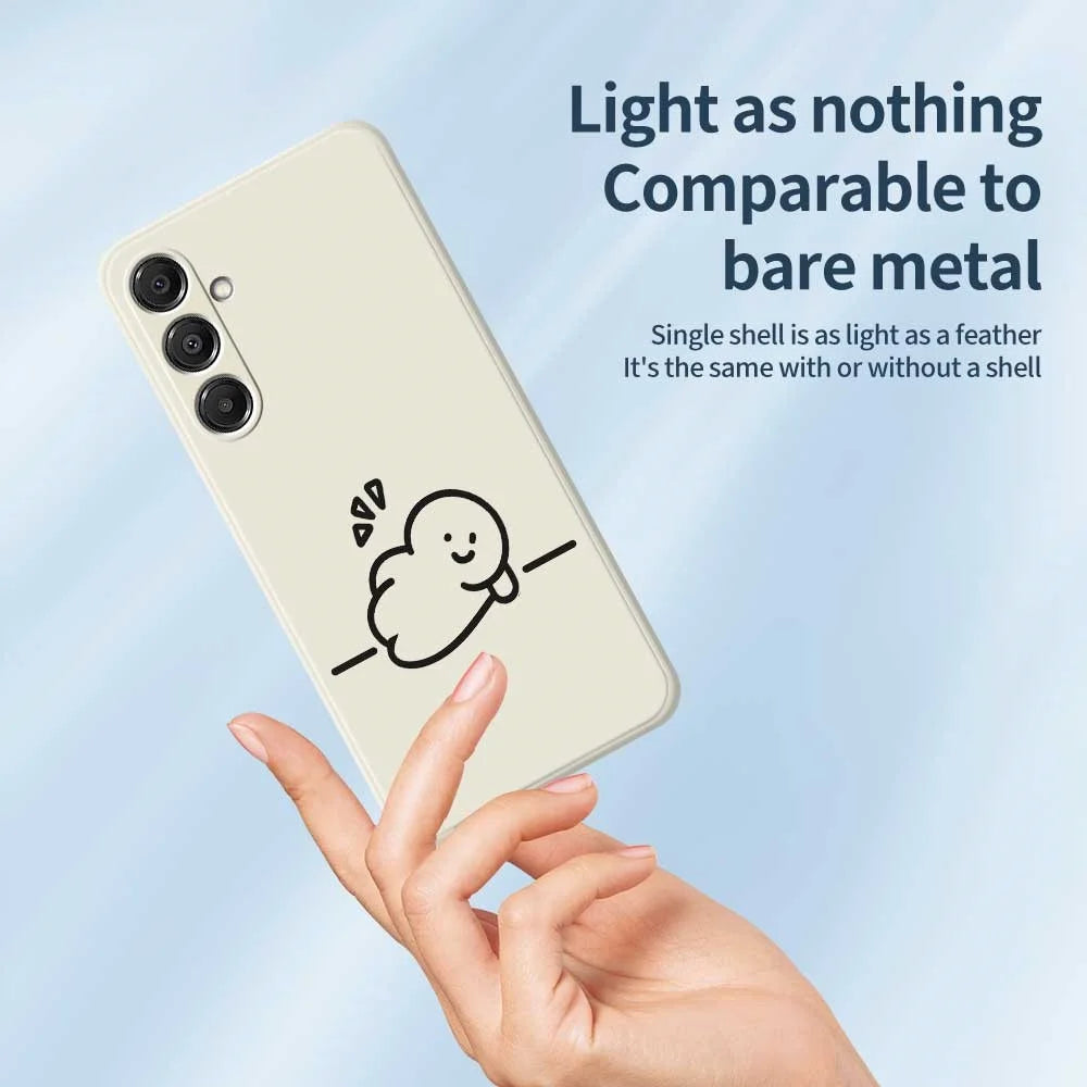 For Samsung Galaxy A16 5G  /  4G Case Stick Figure Pattern Printing Straight Edge TPU Phone Back Cover - Beige - 4