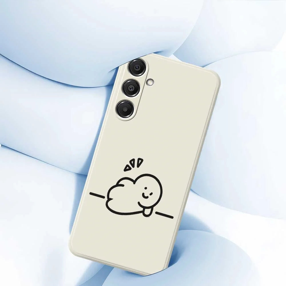 For Samsung Galaxy A16 5G  /  4G Case Stick Figure Pattern Printing Straight Edge TPU Phone Back Cover - Beige - 5
