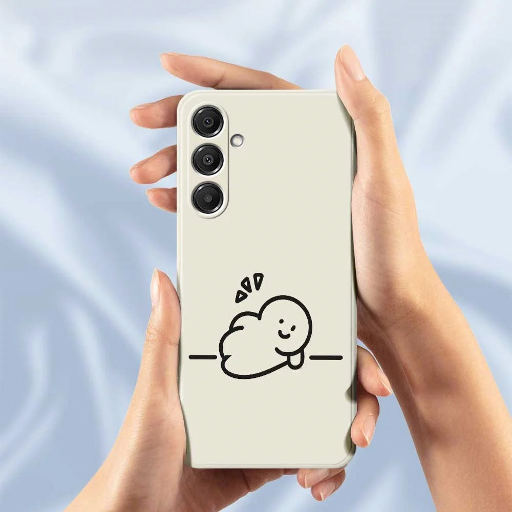 For Samsung Galaxy A16 5G  /  4G Case Stick Figure Pattern Printing Straight Edge TPU Phone Back Cover - Beige - 6