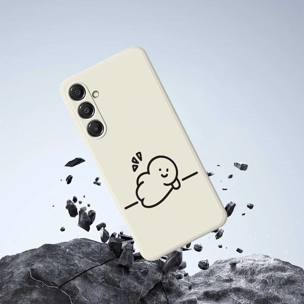 For Samsung Galaxy A16 5G  /  4G Case Stick Figure Pattern Printing Straight Edge TPU Phone Back Cover - Beige - 7