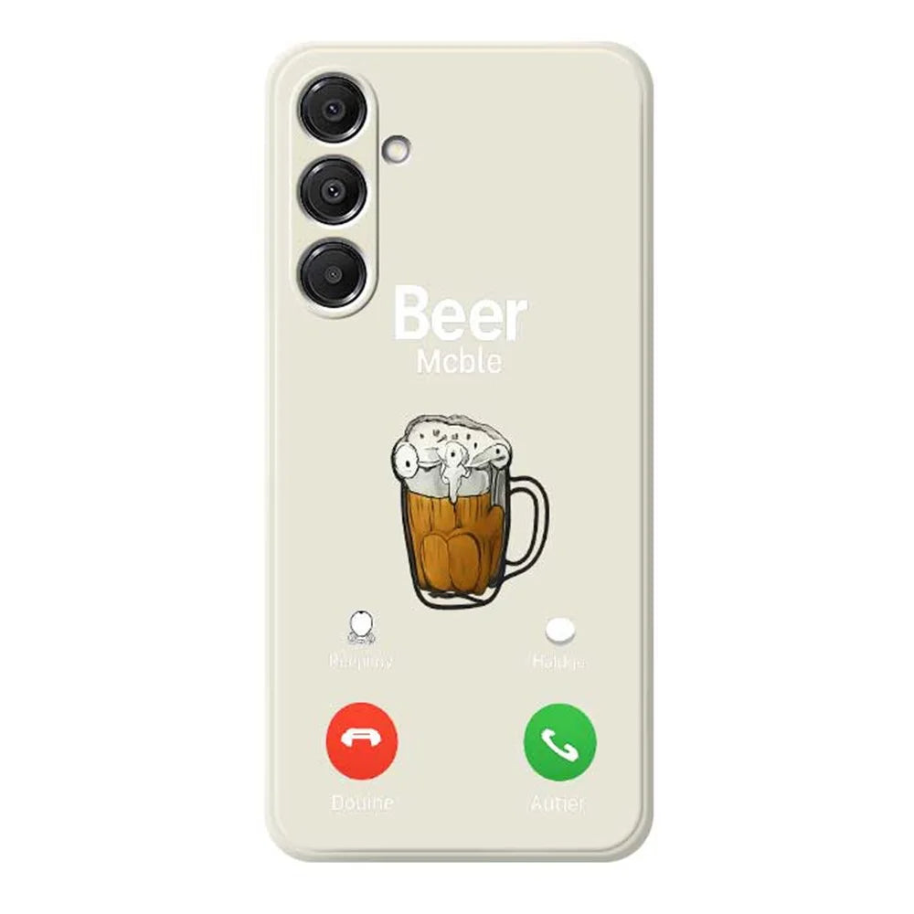 For Samsung Galaxy A16 5G  /  4G Case Beer Pattern Printing Straight Edge TPU Phone Back Cover - Beige - 1