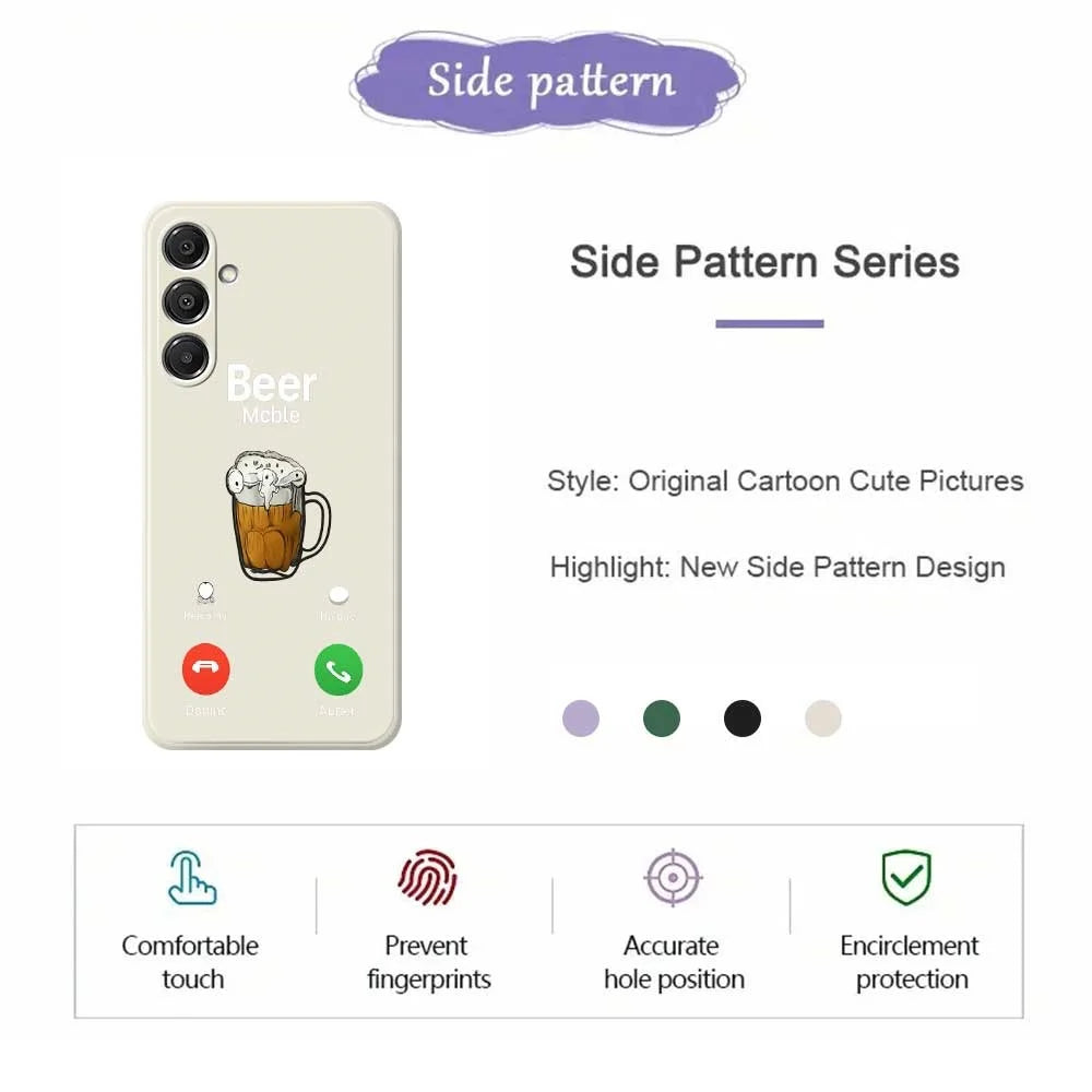 For Samsung Galaxy A16 5G  /  4G Case Beer Pattern Printing Straight Edge TPU Phone Back Cover - Beige - 2