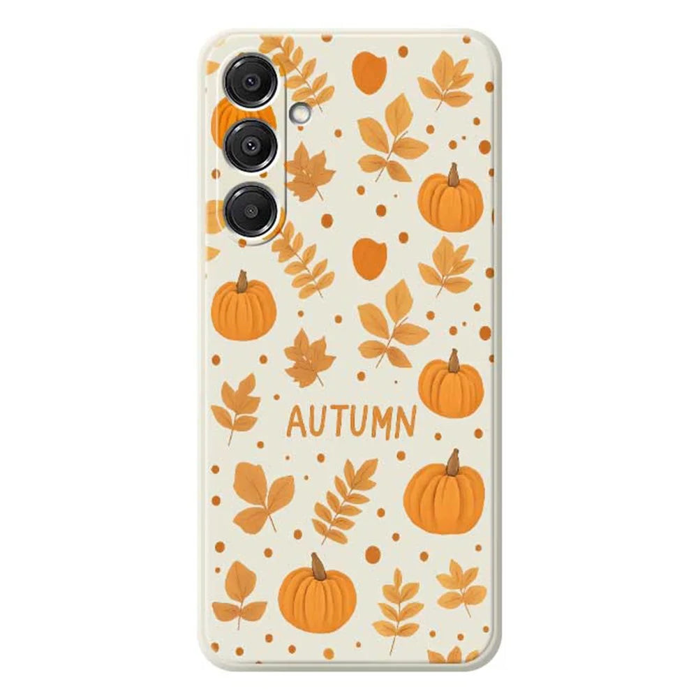 For Samsung Galaxy A16 5G  /  4G Case Autumn Theme Pattern Printing Straight Edge TPU Phone Back Cover - Beige - 1