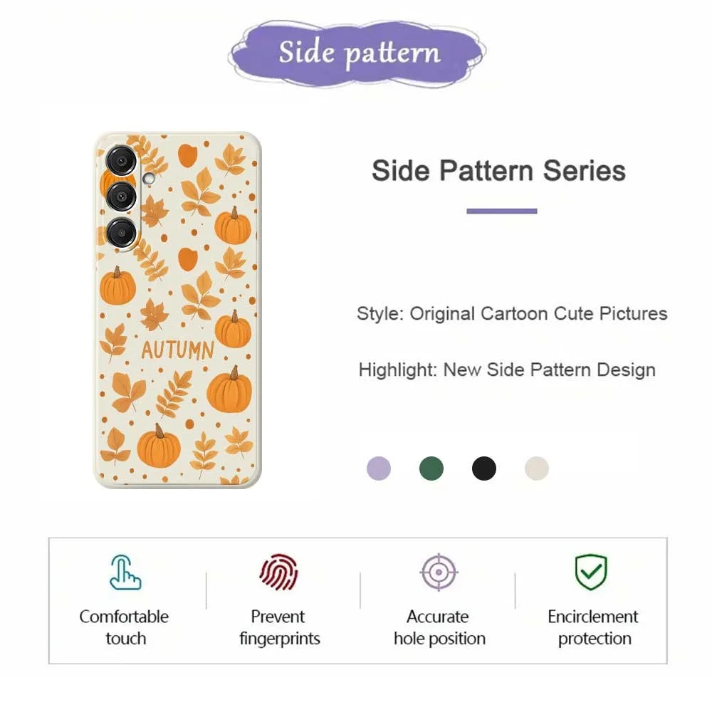 For Samsung Galaxy A16 5G  /  4G Case Autumn Theme Pattern Printing Straight Edge TPU Phone Back Cover - Beige - 2