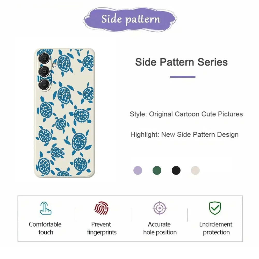 For Samsung Galaxy A16 5G  /  4G Case Blue Turtle Pattern Printing Straight Edge TPU Phone Back Cover - Beige - 2