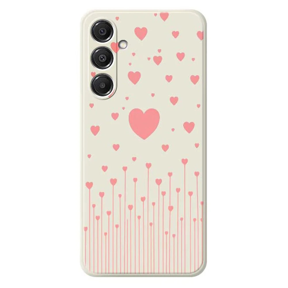 For Samsung Galaxy A16 5G  /  4G Case Pink Love Pattern Printing Straight Edge TPU Phone Back Cover - Beige - 1