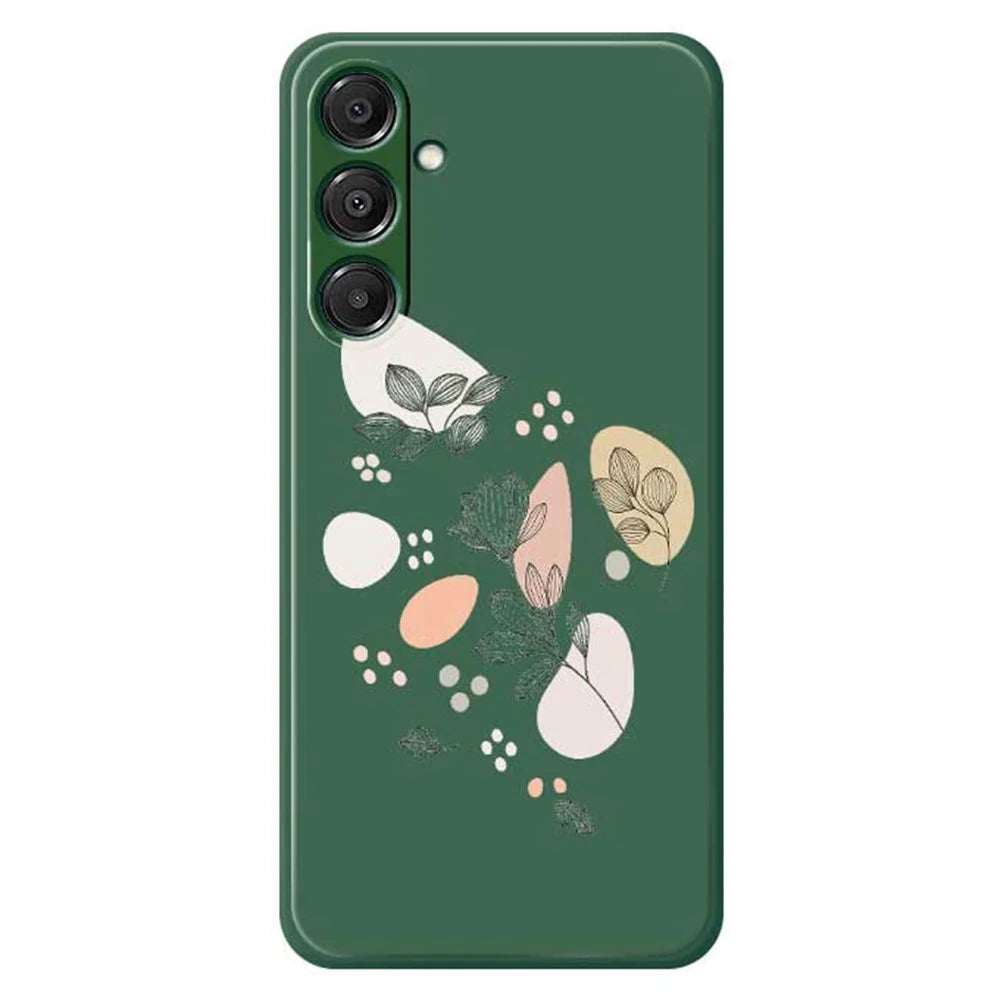 For Samsung Galaxy A16 5G  /  4G Case Sketch Leaves Pattern Printing Straight Edge TPU Phone Back Cover - Green - 1