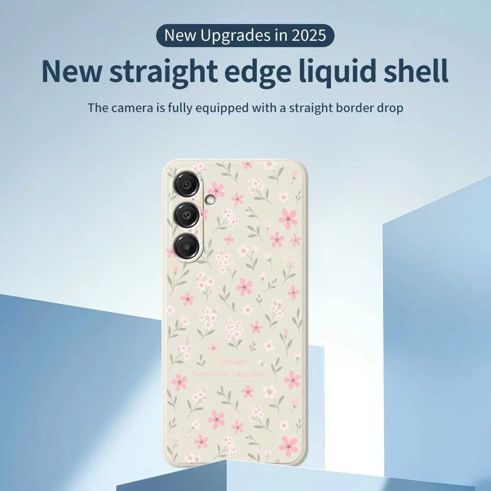 For Samsung Galaxy A16 5G  /  4G Case Small Flower Pattern Printing Straight Edge TPU Phone Back Cover - Black - 2