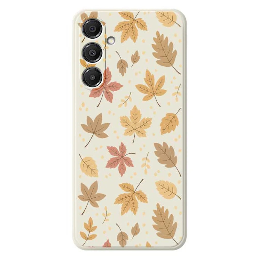 For Samsung Galaxy A16 5G  /  4G Case Leaves Pattern Printing Straight Edge TPU Phone Back Cover - Beige - 1