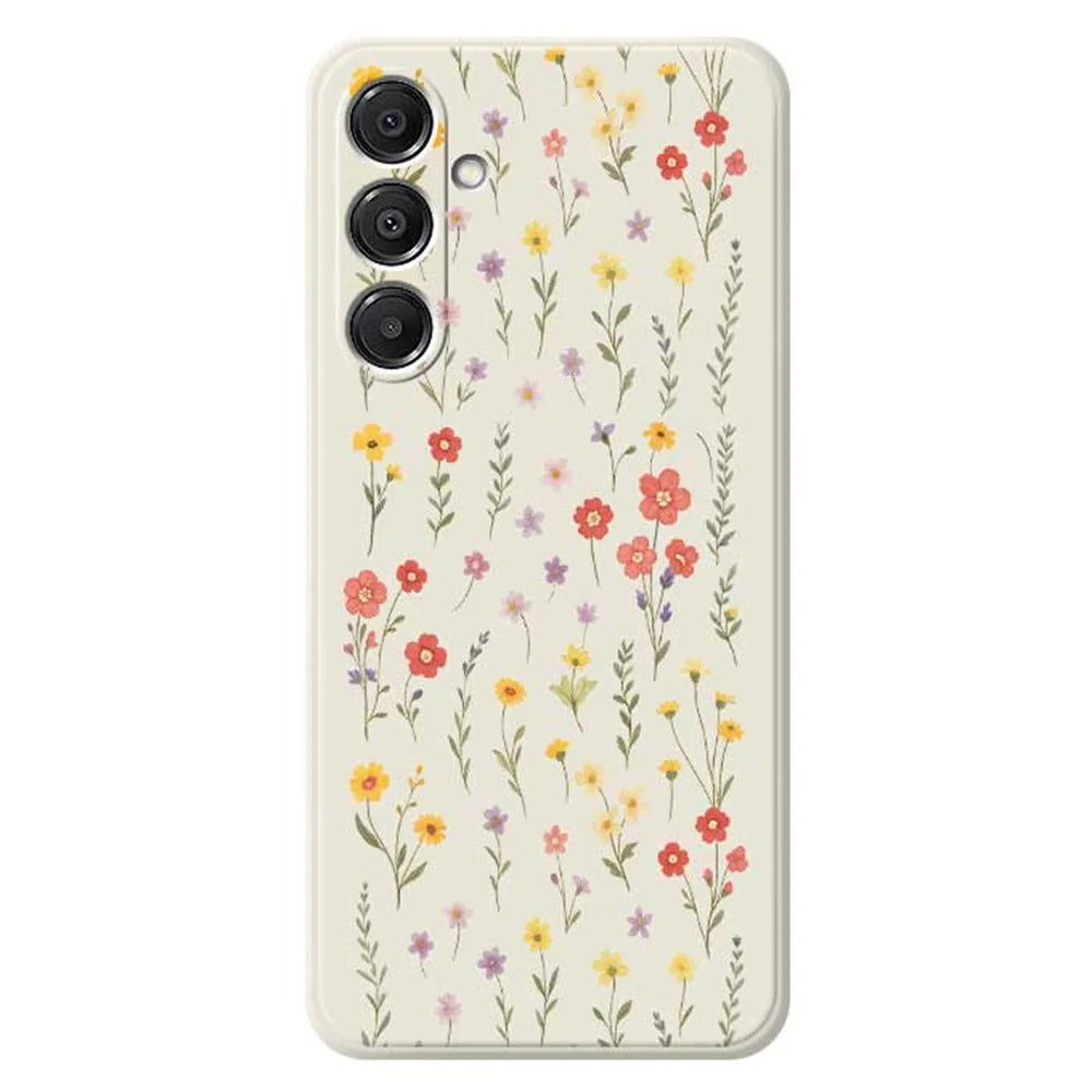 For Samsung Galaxy A16 5G  /  4G Case Flowers and Grass Pattern Printing Straight Edge TPU Phone Back Cover - Beige - 1