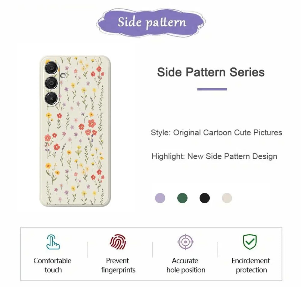 For Samsung Galaxy A16 5G  /  4G Case Flowers and Grass Pattern Printing Straight Edge TPU Phone Back Cover - Beige - 7