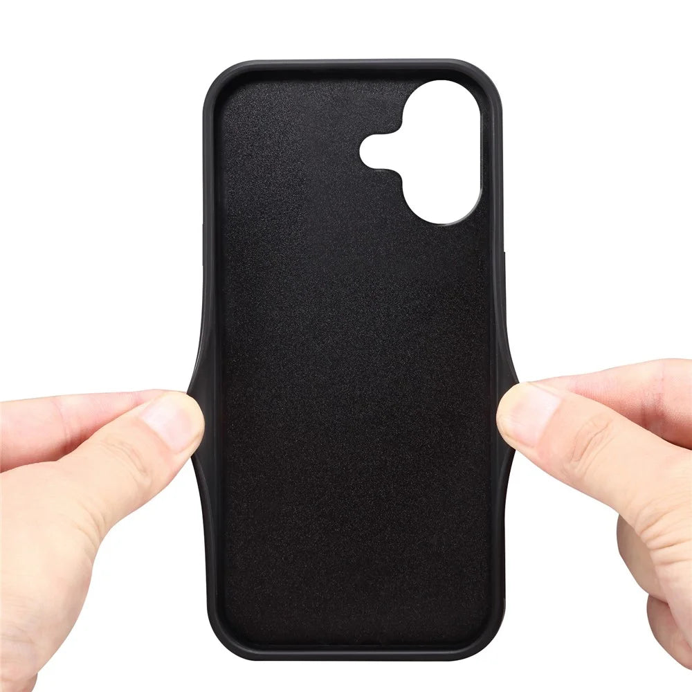 DENIOR For iPhone 17 Case Dual Card Slots PU Leather + TPU + PC Phone Cover - Black - 4