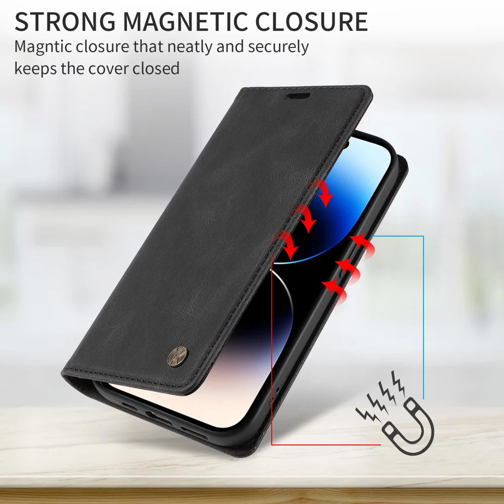 YIKATU For Samsung Galaxy S25 FE Leather Cover  YK-004 Skin-Touch Wallet Phone Cases - Black - 3