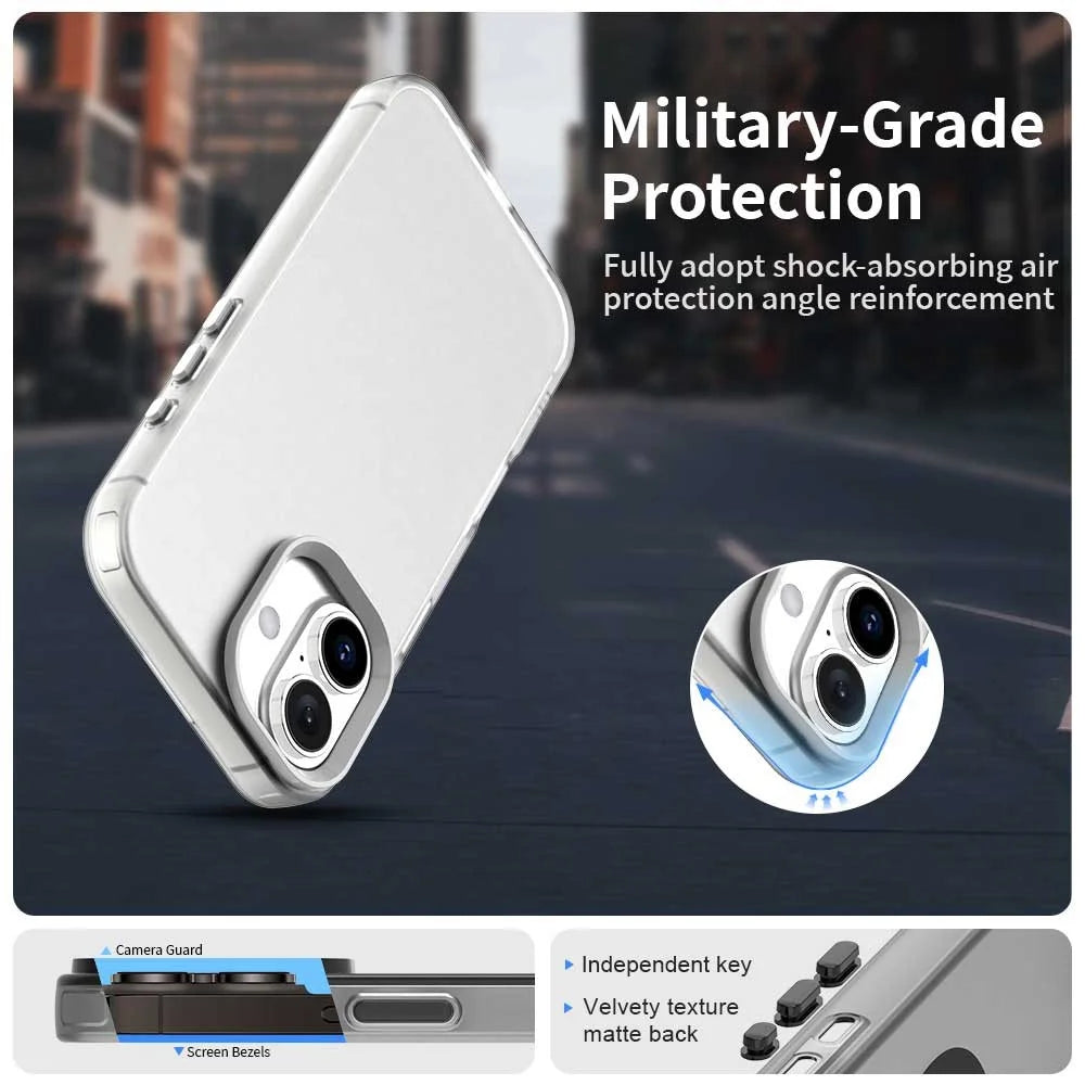 For iPhone 17 Case PC + TPU + PET Matte Anti-Drop Phone Back Cover - White - 2