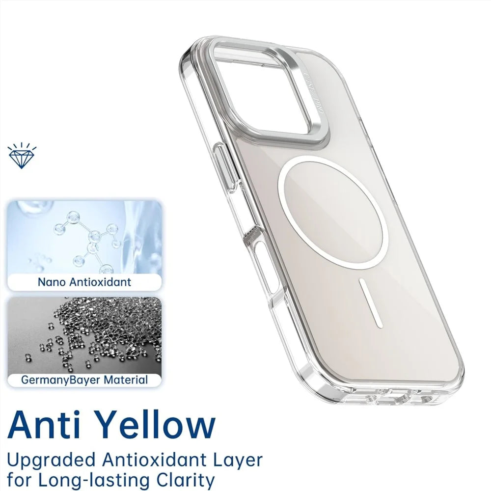 For iPhone 16 Pro Case Compatible with MagSafe TPU + Acrylic Gradient Phone Cover with Kickstand - White - 6