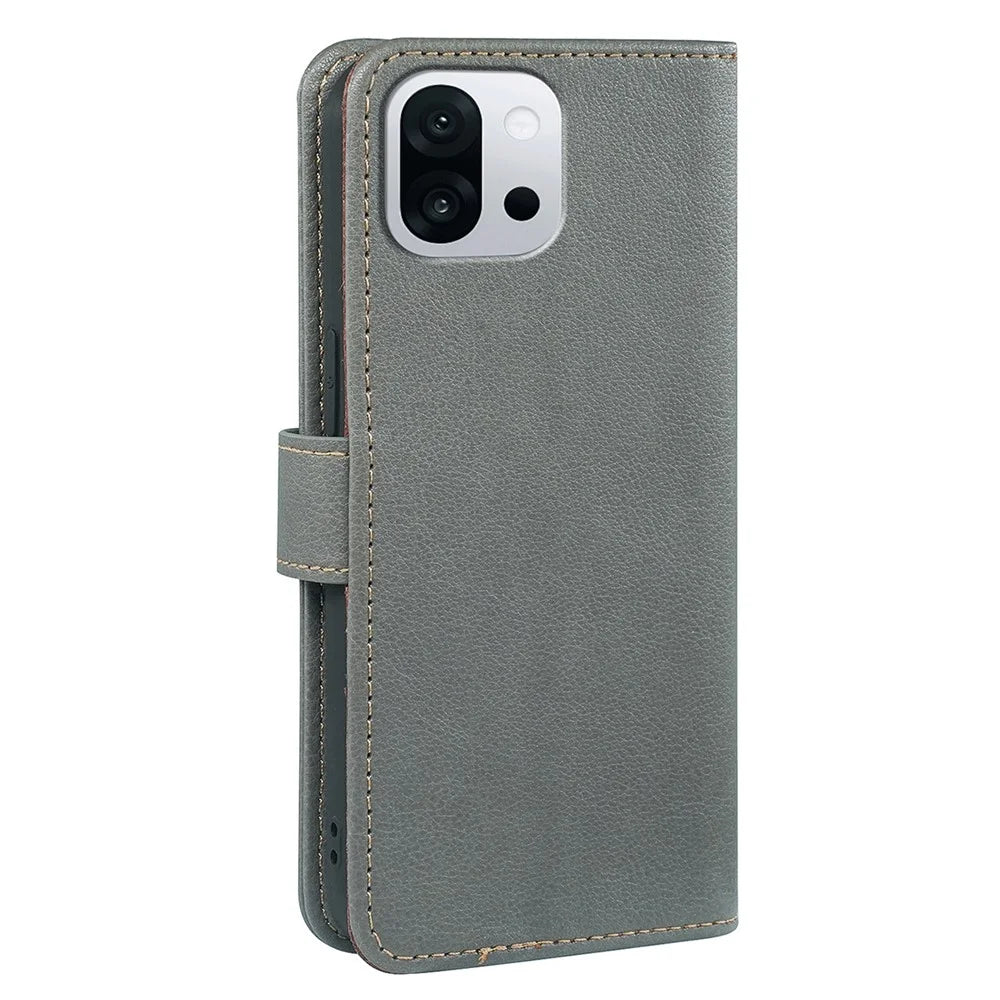 For OnePlus 13T 5G Case RFID Blocking Wallet Litchi Texture Leather Phone Cover Magnetic Clasp - Grey - 7